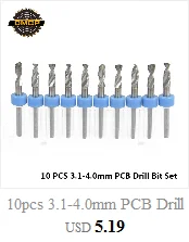 10pcs 0.5-3.175mm Titanium Coated PCB Milling Cutter Set Carbide CNC End Mills For Engraving Machine End Milling Cutter