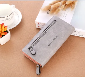 

The new 2020 ms han edition wallet pure color frosted ms zipper wallet in long hand phone package