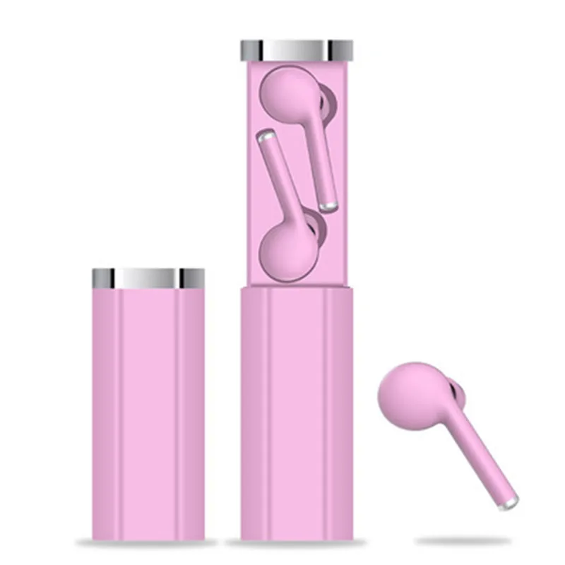 Новые TWS 5,0 Bluetooth наушники Беспроводные спортивные шумоподавления наушники-вкладыши бас стерео двусторонний звонок с зарядкой - Color: Pink