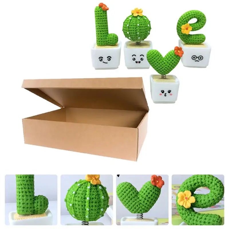 Simulation créative d'amour Cactus, 4 pièces, décoration de voiture en  résine, plante en pot, bonsaï - AliExpress