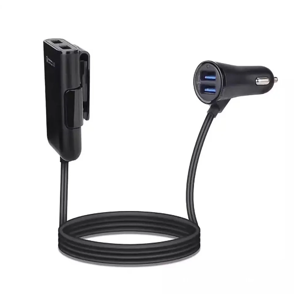 4 порта Быстрый 3,0+ A USB Автомобильное зарядное устройство Универсальный USB Быстрый адаптер с 5.6ft удлинитель Кабель для MPV автомобильный телефон