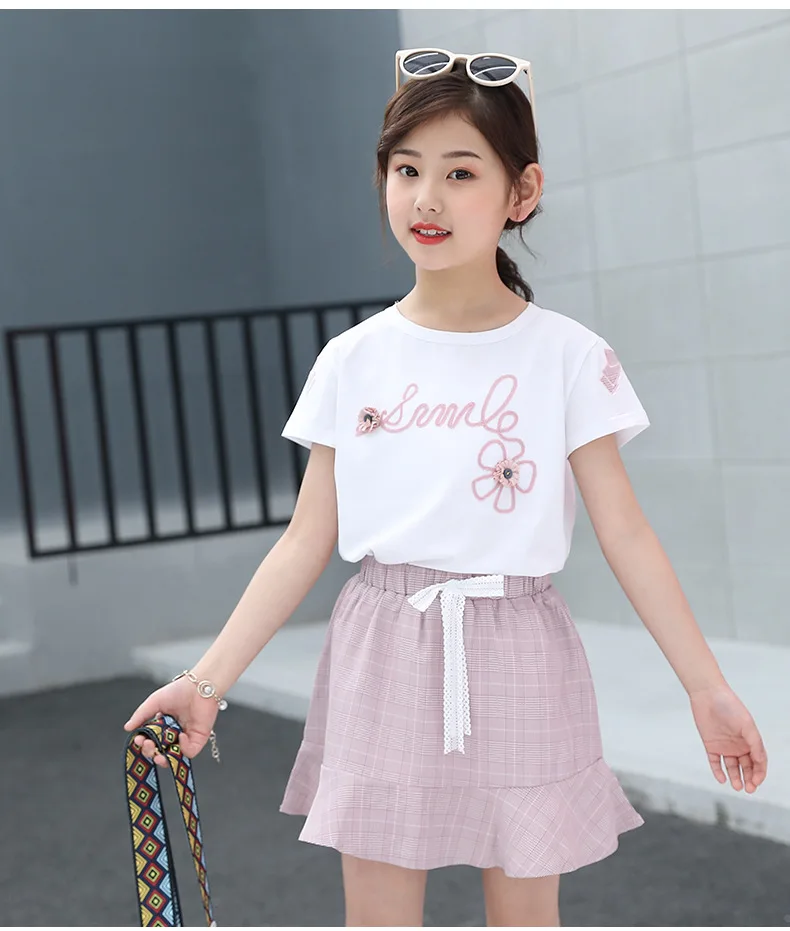 Children Clothing Summer Toddler Girl Clothes Baby Kids Clothes Girls Set 2pcs t-shirt Top Girls Clothing Sets With Skirts