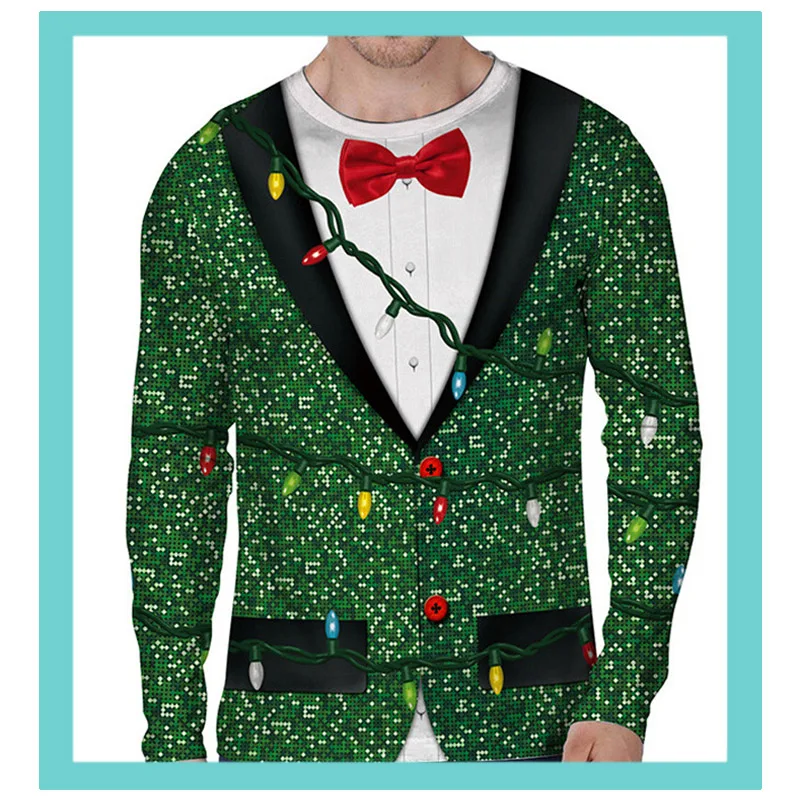 Уродливые Рождественский свитер 3D куртки с капюшоном и принтом осень унисекс для