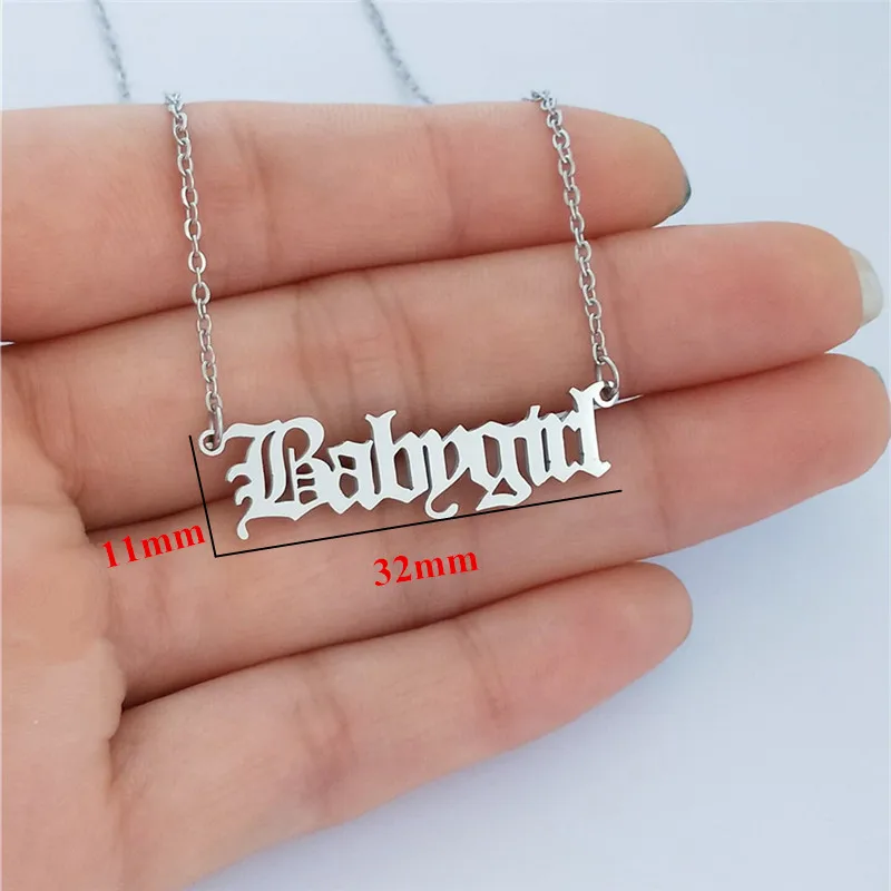 Silver Babygirl Ожерелье для маленькой девочки, Старое Английское письмо, кулоны для маленькой девочки, ожерелье с цепочкой из нержавеющей стали, колье, подарок на день рождения для девушки, ювелирные изделия - Окраска металла: Silver Babygirl