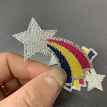 

Custom Double Density Laser Cutting Woven Patch in 4.5*6.6CM Shinning Weaving Logo