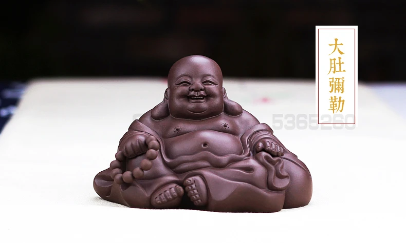Бутик Фиолетовый песок чай Maitreya Будда орнамент известный человек Чэнь Хон Цзюнь чистый ручной маленький монах чай играть личность