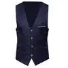 New Formal Men Solid Color Suit Vest Single Breasted Business Waistcoat Gilet Casual Sleeveless Slim Dress Vest For Men Business 3