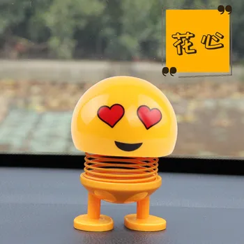 

Multiple Face Expression Shaking Head Doll Desktop Ornaments Funny Spring Miniature Statues for Car Office Home Decor Figurine