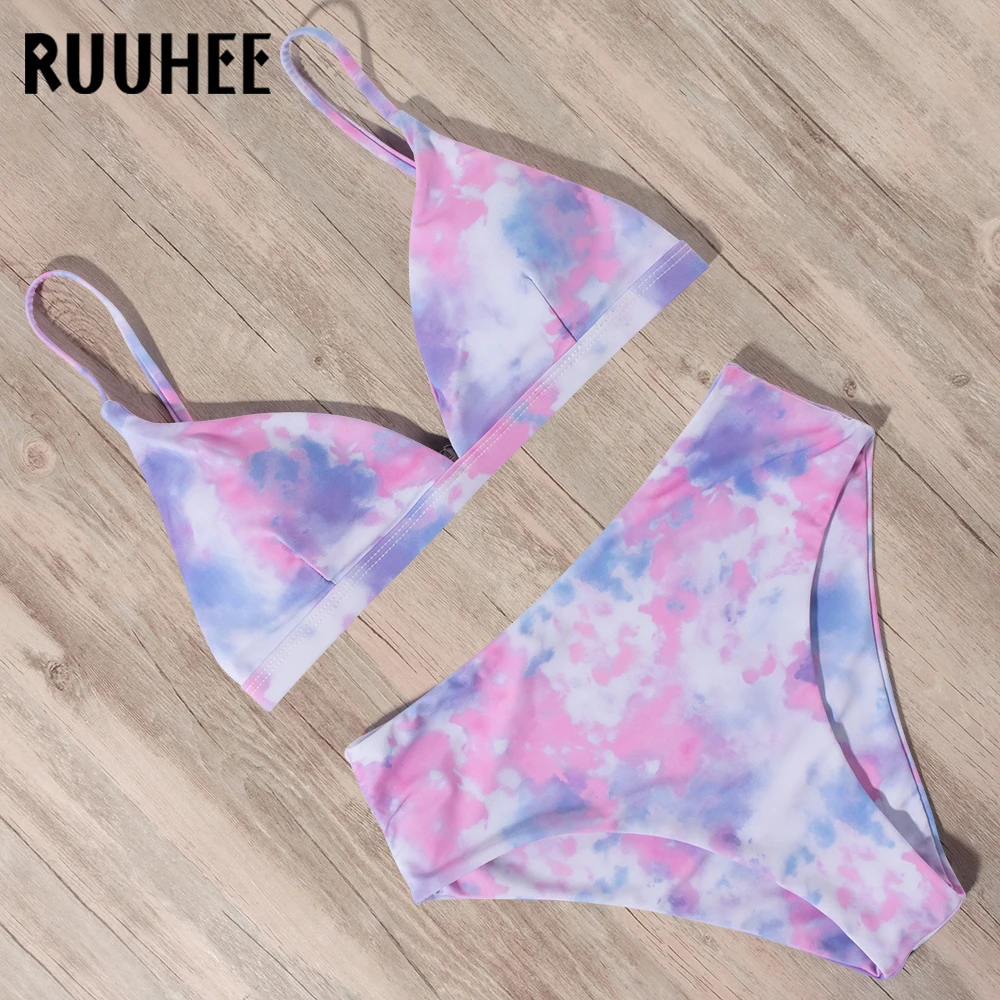 RUUHEE Tie Dye 2020 Bikini Swimwear Swimsuit Women Solid Bathing Suit Bikini Set With Pad Female High Waist Beachwear Biquini RUUHEE Tie Dye 2020 Bikini Swimwear Swimsuit Women Solid Bathing Suit Bikini Set With Pad Female High Waist Beachwear Biquini