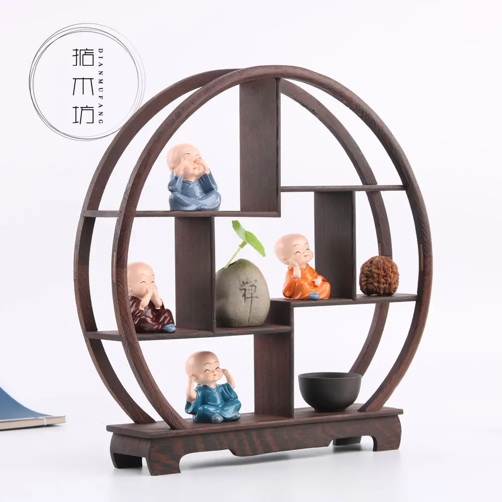 19% Lightweight Chinese Retro Storage Rack Chicken Wing Solid Wood Purple Teapot Tea Set Shelf Racks Display Stand Organizer | Дом и сад