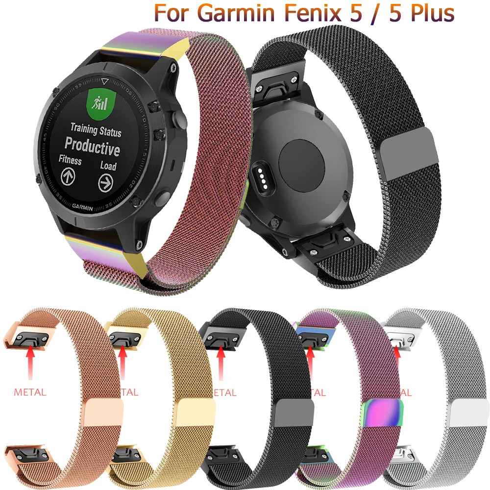 

22mm fashion Milanese Watch Strap Replacement Magnetic Loop Metal Wristbands stainless steel Watchband for Garmin Fenix 5 Straps