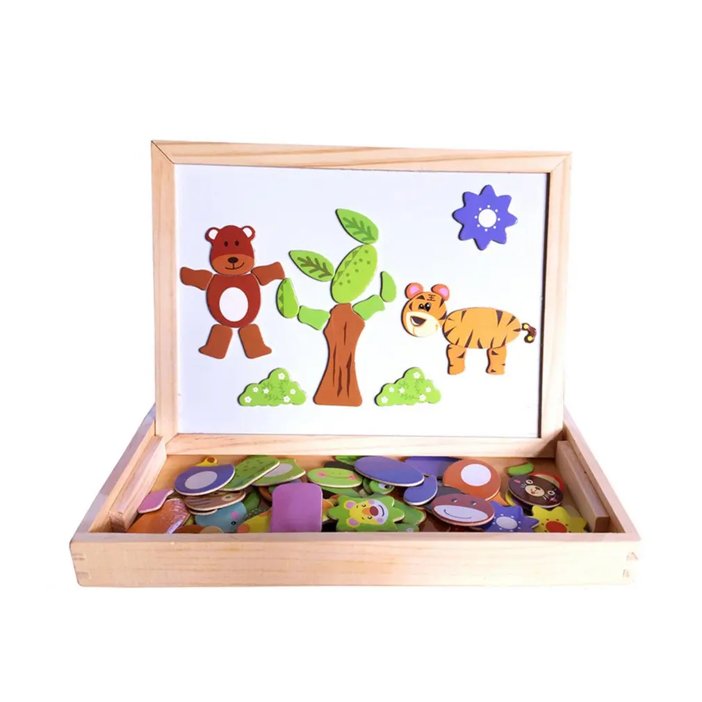 

Drawing Writing Board Magnetic Puzzle Double Easel Kid Wooden Toy Sketchpad Gift Children Intelligence Education Development Toy