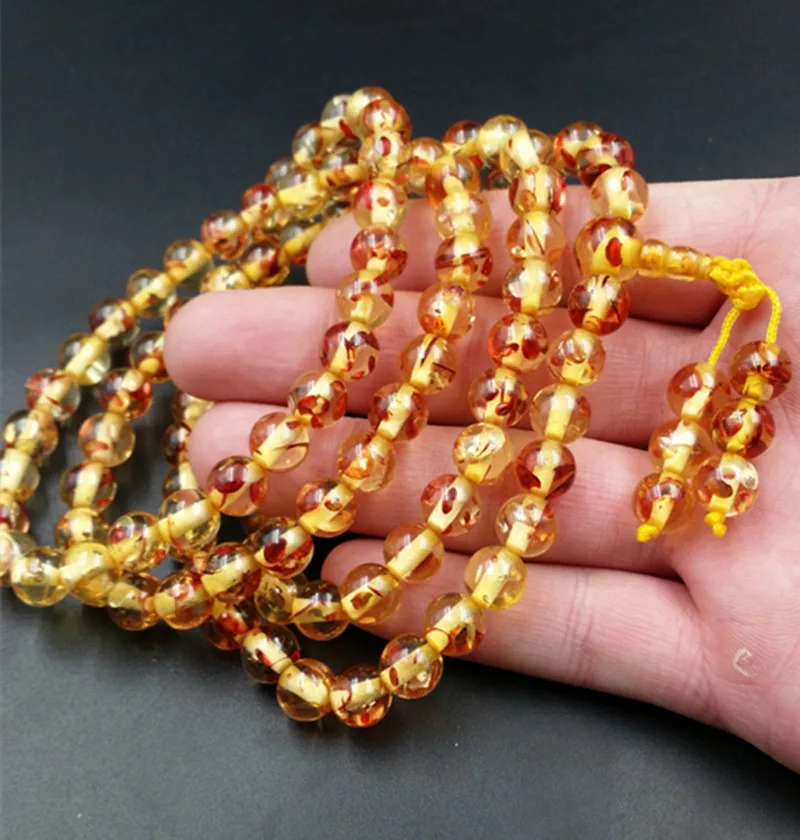 

Natural amber honey wax chicken oil yellow 108 Buddha bead bracelet flawless honey wax multi Circle Bracelet for men and women