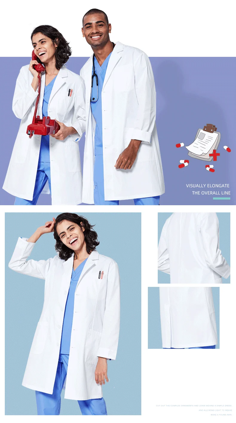 4XL белое пальто медицинские халаты униформа одежда медицинская спа спецодежда медицинская лабораторная куртка форма медсестры-санитарки аптека ветеринарная