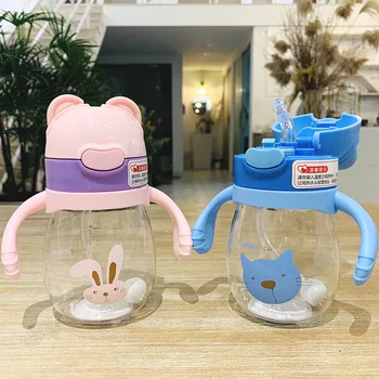 

OAPE 320ml Summer Cool Cold Beverage Child Baby Girl Student Plastic Straw Cartoon Leak-proof Drinking Feeding Bottle