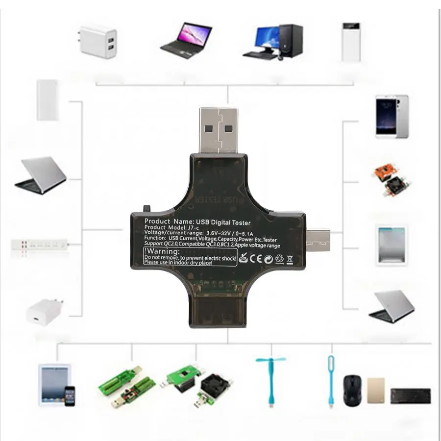 USB-C тестер PD цифровой цветной TFT Вольтметр постоянного тока Напряжение Ток детектор power Bank зарядное устройство Доктор с адаптером