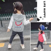 Г. стиль, Универсальный Детский жилет осенняя одежда для мальчиков и девочек детский жилет с капюшоном со смайликом Wechat, деловое соединение