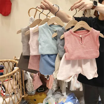 

New Summer Baby Clothing Newborn Girls Boys Clothes Cotton Casual Sleeveless Tops Vest + Shorts Pp Pant 2pcs Infant Outfit Set