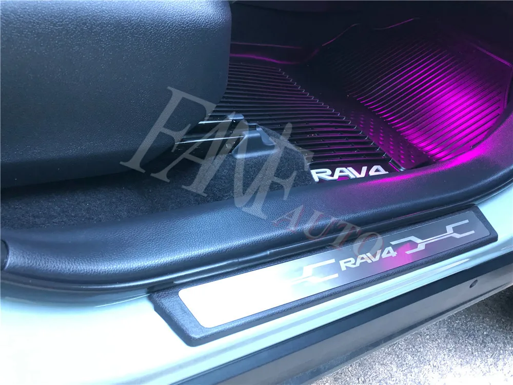 Нержавеющая сталь Led порога Накладка защита порогов защитная накладка для RAV4 XA30 XA40 XA50