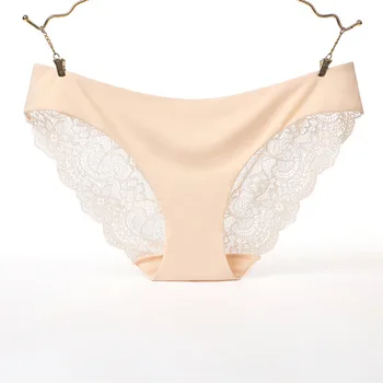 

Ice silk seamless thong female sexy solid color low waist bikini underwear large size one-piece ladies briefs