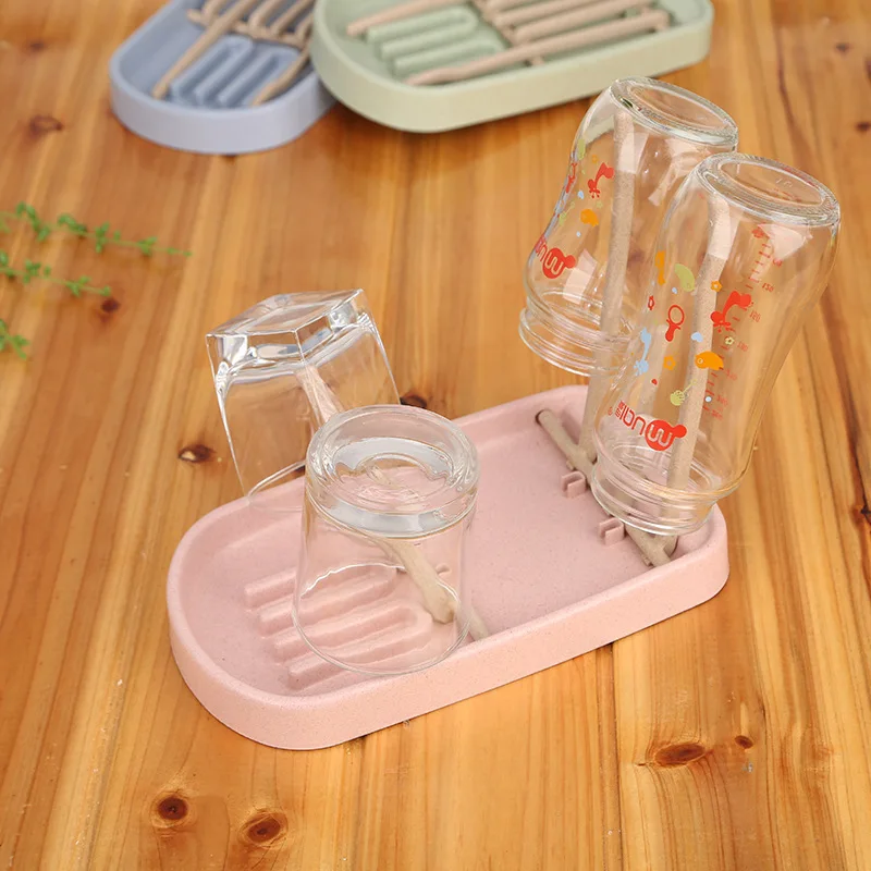 

Wheat Straw Natural Cup Holder Bottle Drying Rack Dustproof Drying Rack Water Draining Storage Feeding Bottle Cup Drain Maker