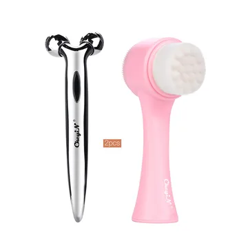 

CkeyiN 2pcs/pack 3D Face-lifting Massager Anti-wrinkle Face Beauty Tool Manual Double-sided Cleansing Massage Brush Anti-aging