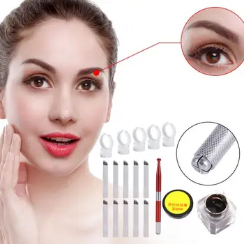 

3D Eyebrow Tattoo Microblading Kit Blade Pen Pigment Practice Set Semi Permanent Eyebrow Tattoo Makeup Tools Pen Kit for Trainin