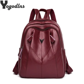 

2020 Women PU Leather Backpack Fashion Shoulder Bag Female Large Capacity School For Teenage Backpack Ladies Travel Rucksacks