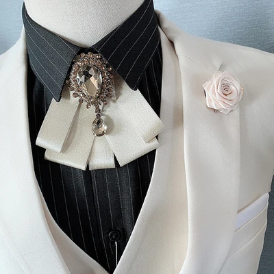 Free Shipping New male fashion Men's Wedding Groom Party Hosts Flower Collar flower Bow Tie pocket towel set 2 PCS SET - Цвет: set 16