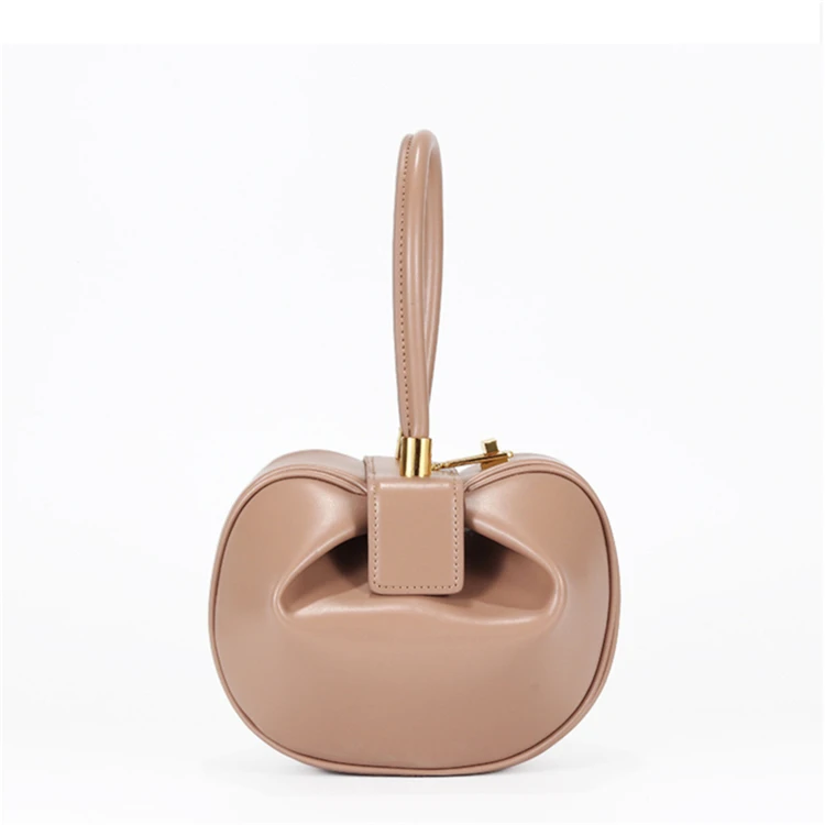 Burminsa Elegant Spherical Cow Genuine Leather Bags Women Small Designer Handbags High Quality Luxury Ladies Tote Bags NEW