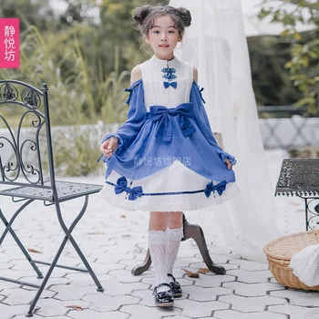 

Children's improved ancient style Han element dress Republic of China style costume chiffon girl dress princess skirt student ch