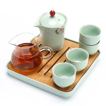 

Portable Tea Set Package Ru Celadon Kung Fu Tea Have Bring Filter Screen Travel Tea Set Suit