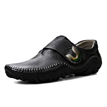 

2019 Genuine Leather Men Casual Shoes Luxury Mens Loafers Breathable Italian Driving Shoes Slip On Comfy Moccasins