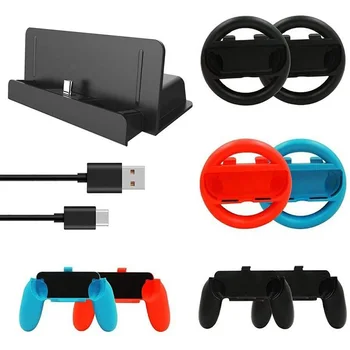 

New 10 in 1 Accessory Kit Replacement Steering Wheel For Nintendo Switch For Joy-Con Controller Gamepad Hand Grip Accessories