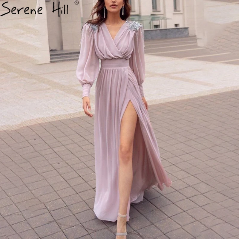 Long Sleeves Chiffon Formal Dress Party ...