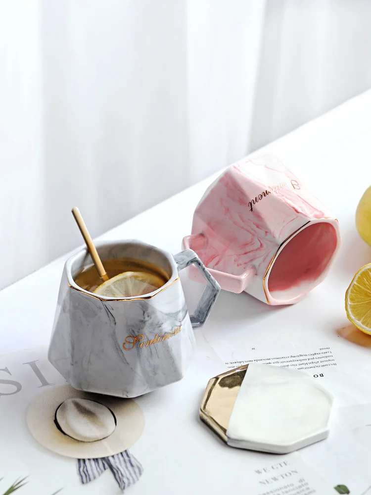 Small Luxury Milk Coffee Mug Office Afternoon Tea Ceramic Set Marble Caneca Water Bottle Home Cups and Mugs BA50MK | Дом и сад