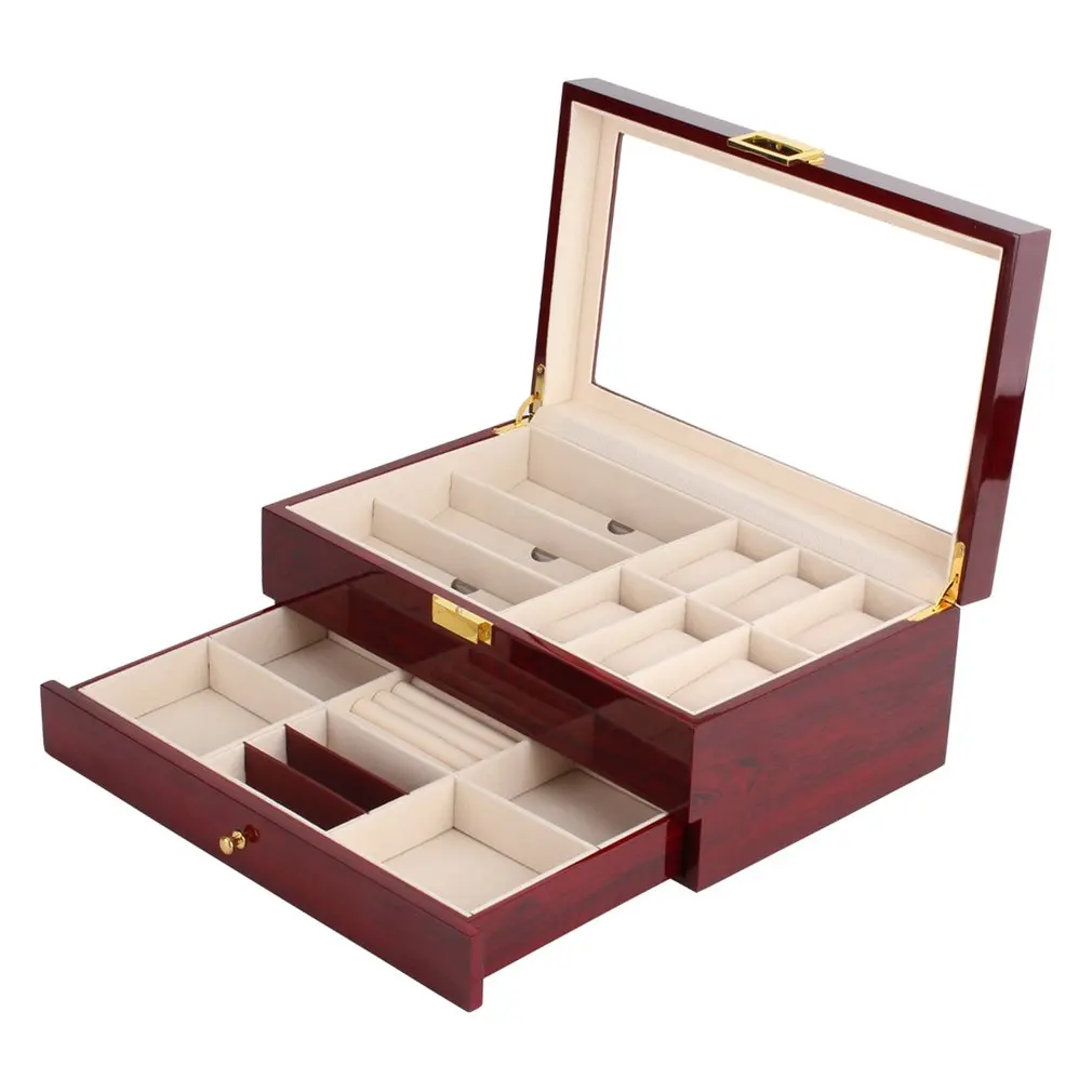 

Double Layers Wooden Jewelry Watch Box Watch Storage Box Watch Display Slot Case Box Case Inside Container Organizer Box