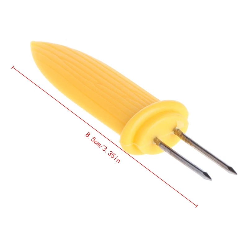 

Stainless Steel Corn On The Cob Holders Skewers Forks BBQ Food Yellow Sticks