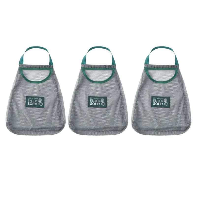 5AC702851 3pcs Reusable Washable Mesh Fruit Vegetable Storage Hanging Bag Kitchen Shopping High Quality and Brand New - Цвет: 5AC702851
