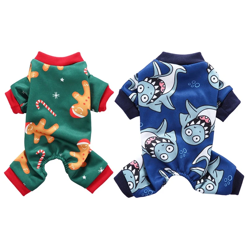 

Pet Christmas Outfits 4-legged Cartoon Pattern Costume Small And Medium Cold Weather Jumpsuit Pd