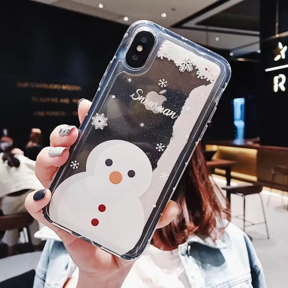 Зыбучие пески чехол для телефона с рождественским рисунком для iPhone 6 6S 7 8 Plus XS роскошный Ультратонкий жидкий прозрачный чехол для телефона чехол для iPhone XR XS MAX - Цвет: B