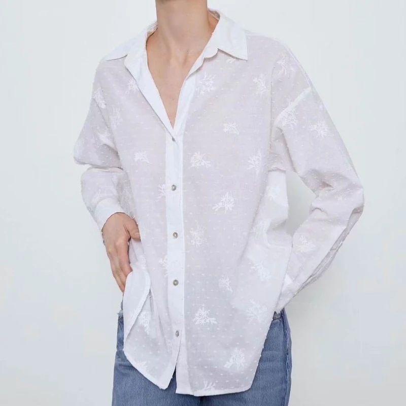 Moda feminina camisa branca primavera 2020 nova moda bordado blusa larga  senhora moderna solta camisas|Blusas e Camisas| - AliExpress