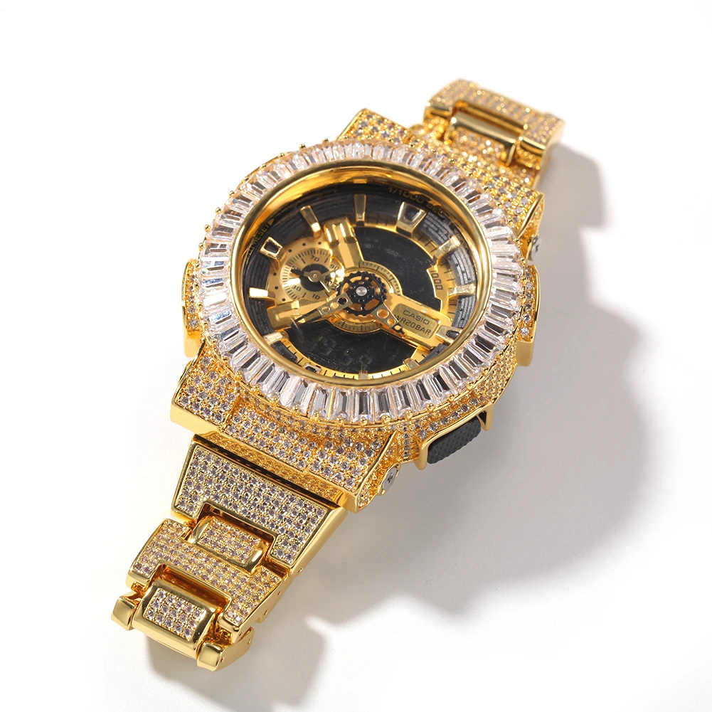Uwin Sparkling Crystal Watch Case Cover Bezel Face With Cubic Zirconia Border Bling Bling Full Iced Out Watch Accessories