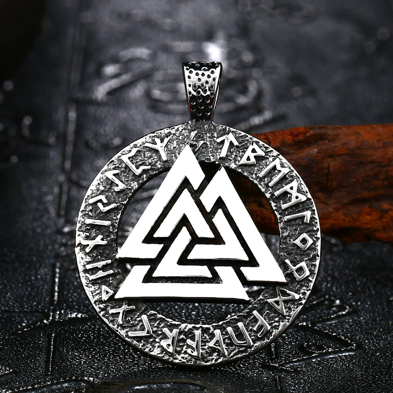 

noridc Viking personality triangle pendant necklace Thor Hammer Mjolnir Norse fashion Men Jewelry