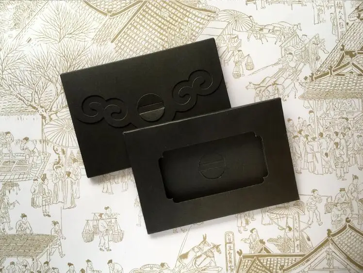  50pcs Black Blank Kraft Paper Envelope Bag DIY Multifunction Envelope Postcard Box Wedding invitati - 4000552677343