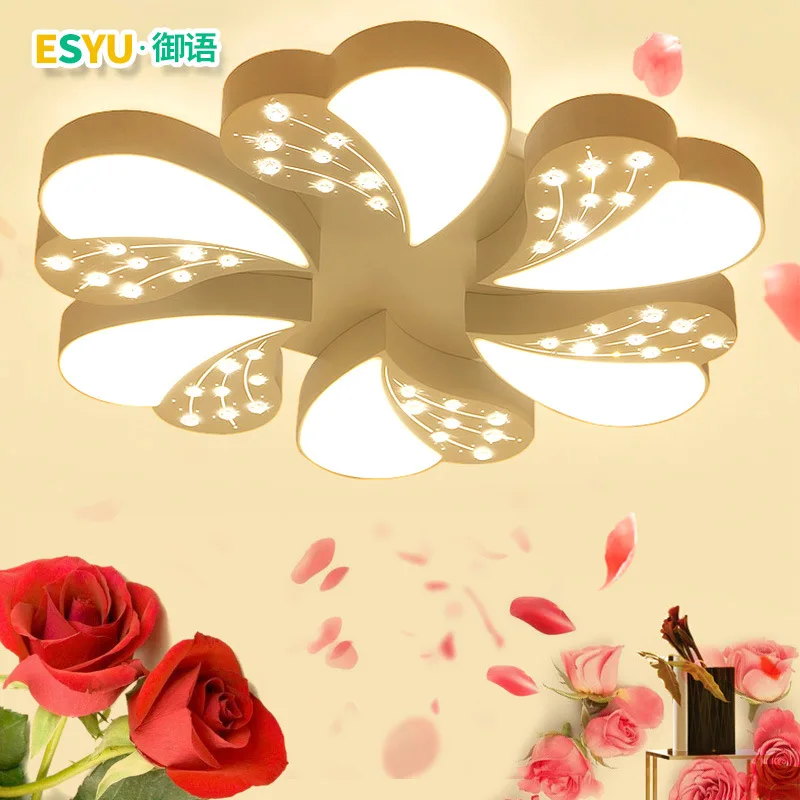 Nordic ferro forjado teto flor de lótus luz cristal lâmpada do teto