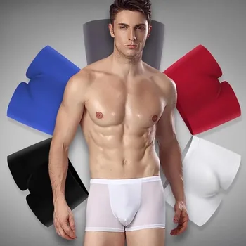 

Mens Underwear Boxers Solid Cuecas Boxer Masculina Comfortable Breathable Male Panties Fashion Sexy Transparent Men Underpants