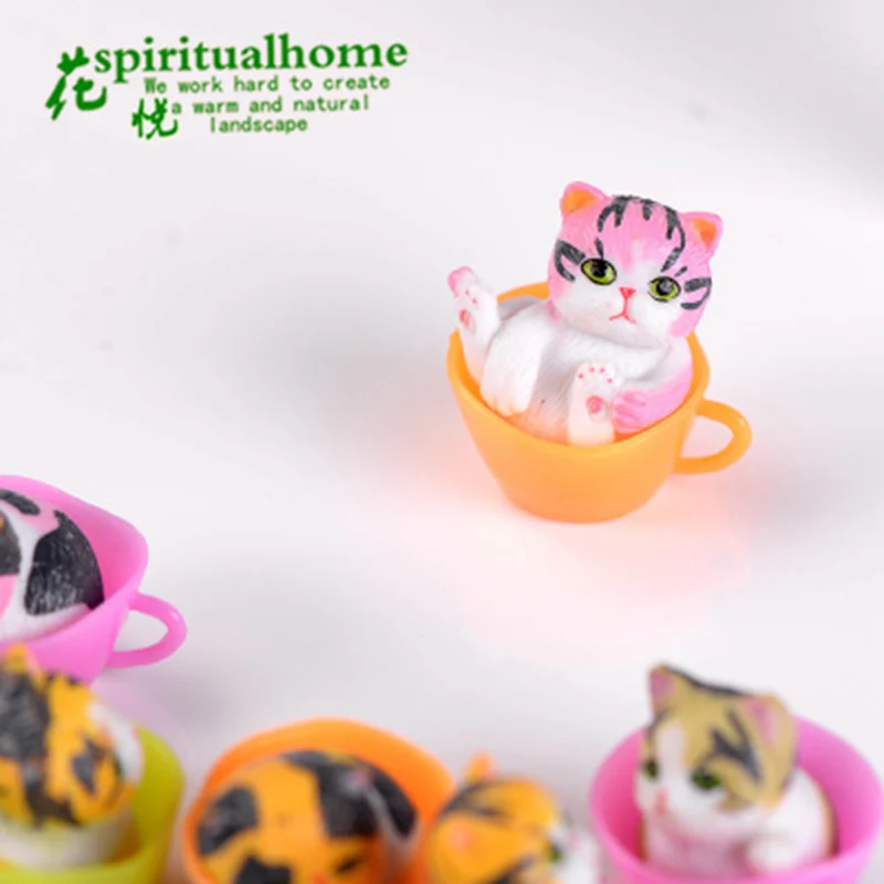 Милая кошка с чашками купальный Котенок Catling Kitling Мультфильм Япония Французская модель маленькие статуэтки ручной работы DIY Украшение