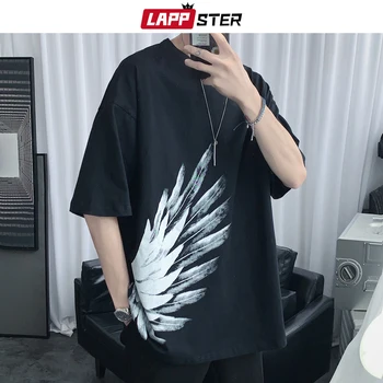 

LAPPSTER Summer Wing Print Hip Hop T Shirts 2020 New Arrival Harajuku Japanese Streetwear T-shirts Korean Graphic Casual Tees