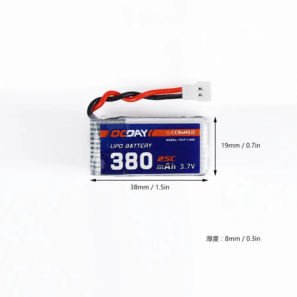 OCDAY 3,7 V 380 мА/ч, 25C 1S1P 1.4WH Батарея& Зарядное устройство для Hubsan H107C H107D